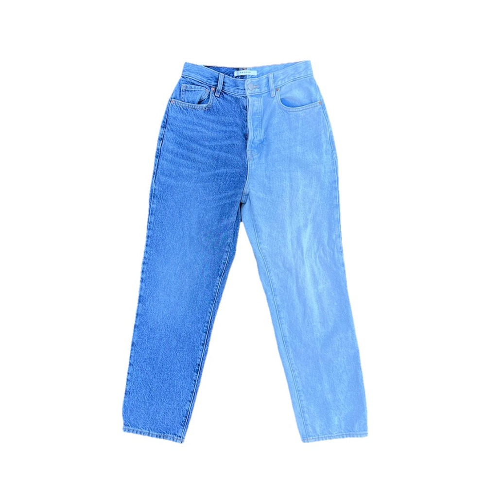 PacSun High Rise Straight Jeans Women's 26 Blue Two-Tone Colorblock Button Fly